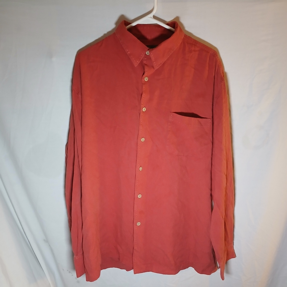 Brooks Brothers Men’s 100% Silk Long Sleeve Shirt Barn Red